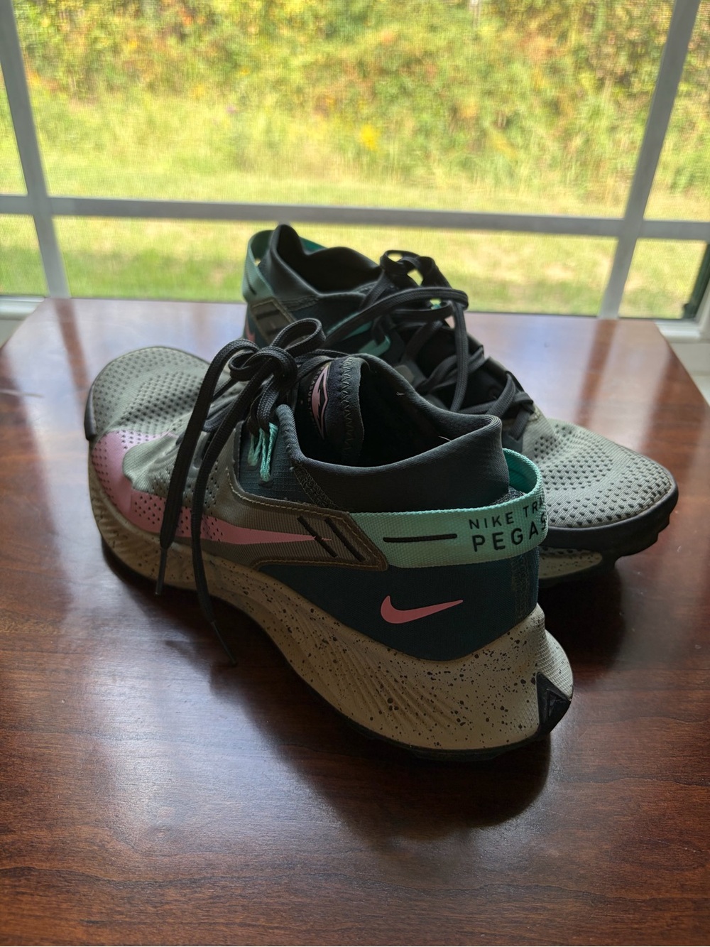 Nike Pegasus Women’s Running Shoes —olive green w/ Pink Accents